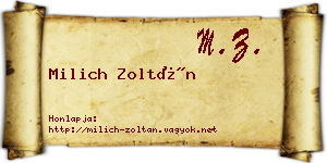 Milich Zoltán névjegykártya